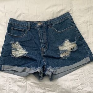 Distressed Mom Jean Shorts